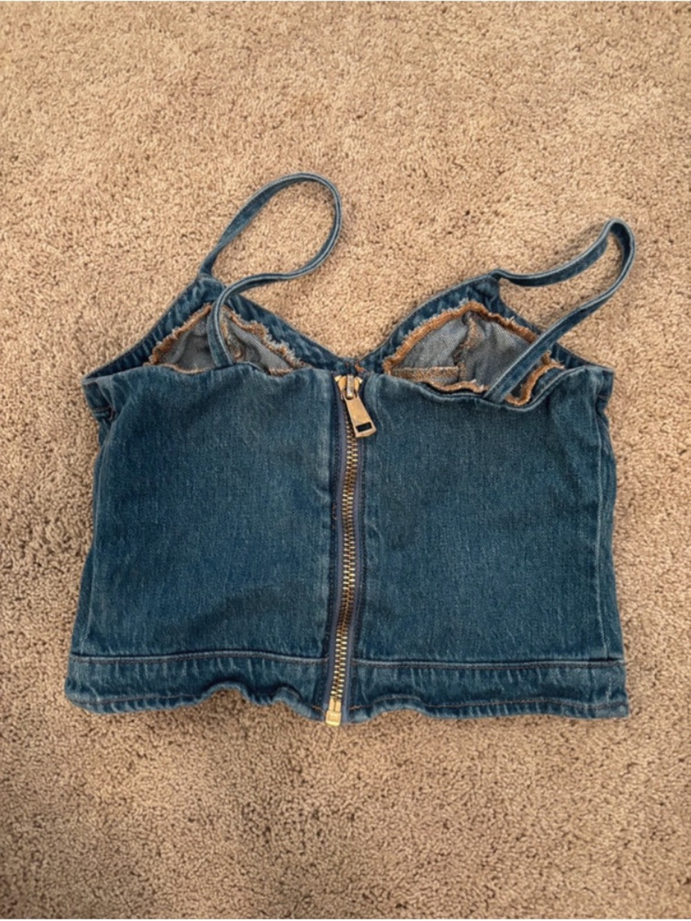 Express Dark Blue Denim Corset Crop Top - Picture 2 of 3